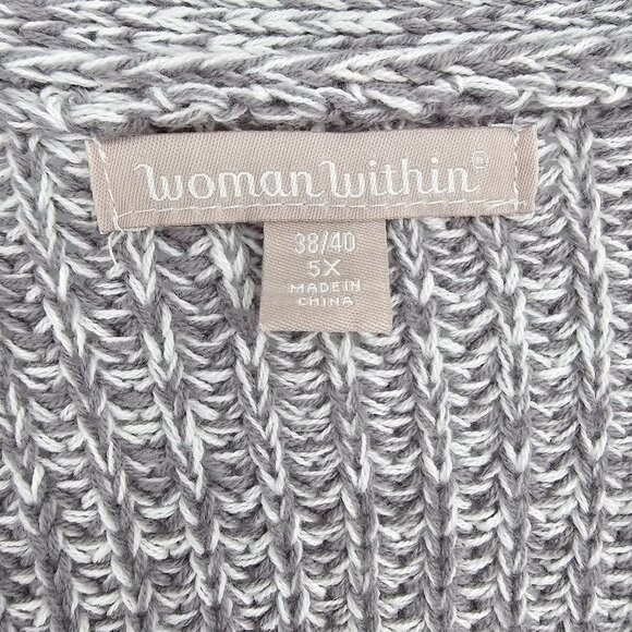 Woman Within Gray Gradient Cardigan Sweater 5X Relaxed Neutral Chunky Knit NWT - Picture 4 of 12